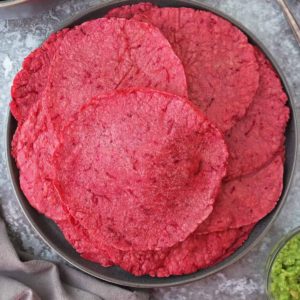 Beetroot corn tortilla